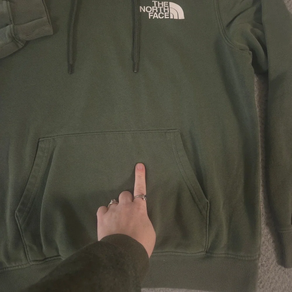 The North Face Hoodie Mens Small Green Box NSE Pullover Cotton Graphic Logo